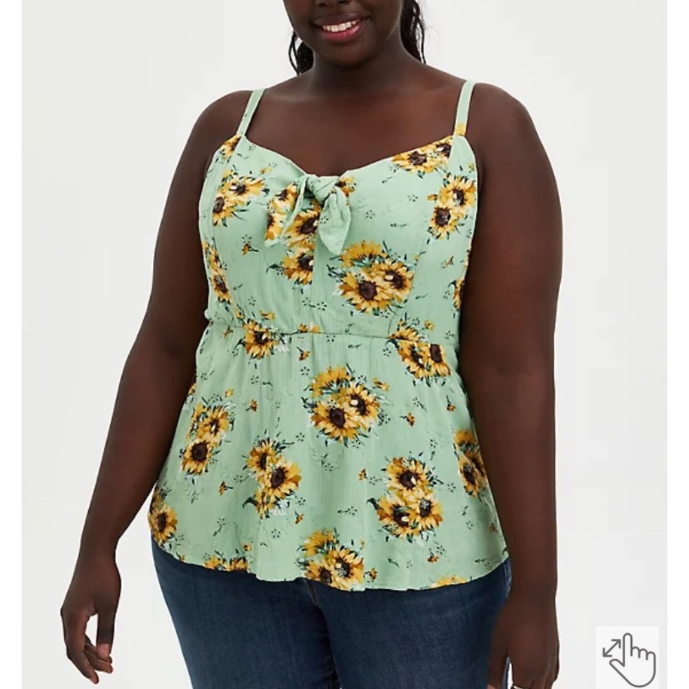 Torrid Green Floral Tank Top